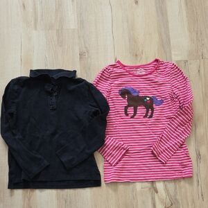 GAP And Jumping Beans Pink Striped Long Sleeve Tee with Horse Design